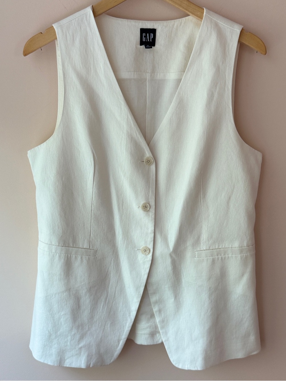 Gap Off White Longline Vest Size Medium